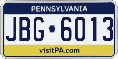 PA license plate JBG6013