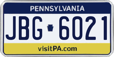 PA license plate JBG6021