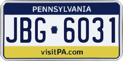 PA license plate JBG6031