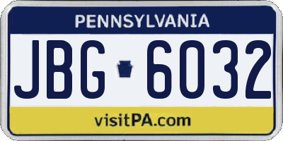 PA license plate JBG6032