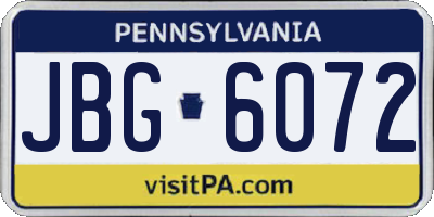 PA license plate JBG6072