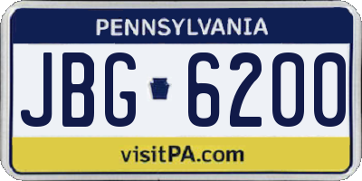 PA license plate JBG6200