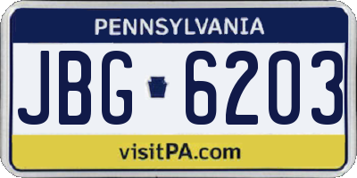 PA license plate JBG6203
