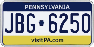 PA license plate JBG6250
