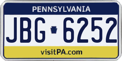 PA license plate JBG6252