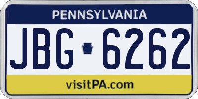 PA license plate JBG6262