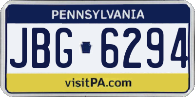 PA license plate JBG6294