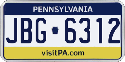 PA license plate JBG6312