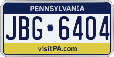 PA license plate JBG6404
