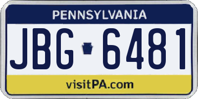 PA license plate JBG6481