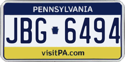 PA license plate JBG6494