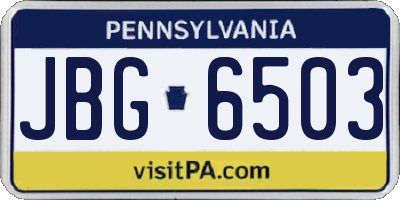 PA license plate JBG6503