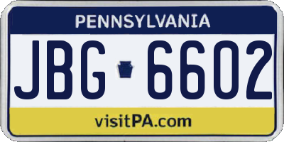 PA license plate JBG6602