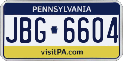 PA license plate JBG6604