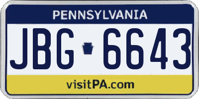 PA license plate JBG6643