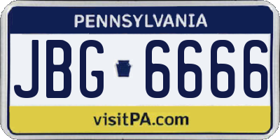 PA license plate JBG6666