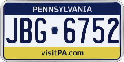 PA license plate JBG6752