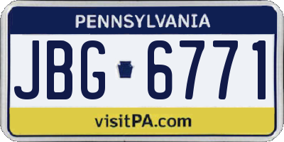 PA license plate JBG6771