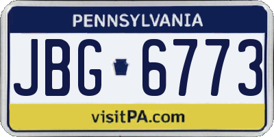 PA license plate JBG6773