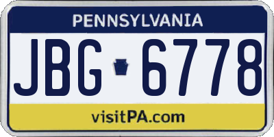 PA license plate JBG6778