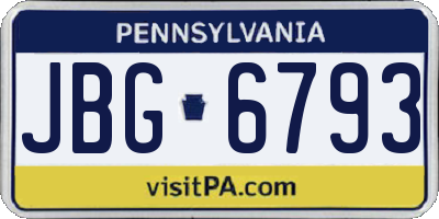 PA license plate JBG6793