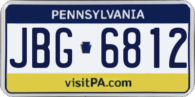 PA license plate JBG6812