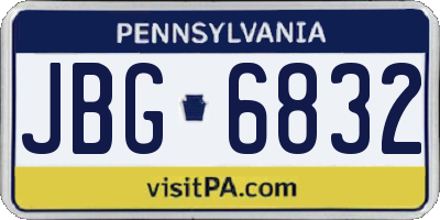 PA license plate JBG6832