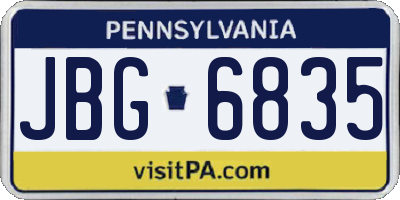 PA license plate JBG6835