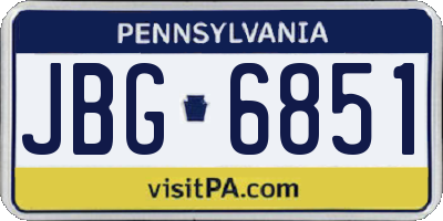 PA license plate JBG6851
