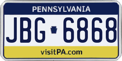 PA license plate JBG6868