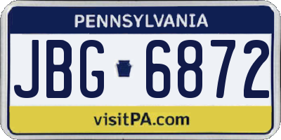 PA license plate JBG6872