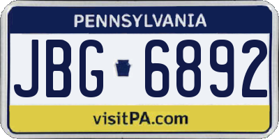 PA license plate JBG6892