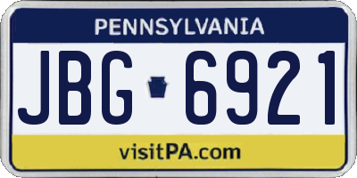 PA license plate JBG6921