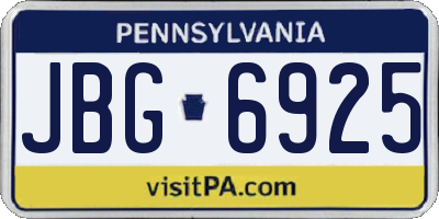 PA license plate JBG6925