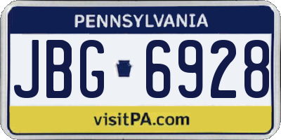 PA license plate JBG6928