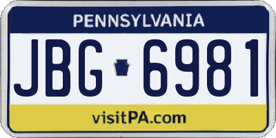 PA license plate JBG6981