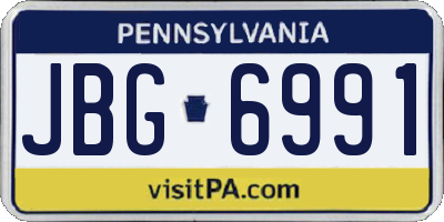PA license plate JBG6991