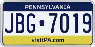 PA license plate JBG7019