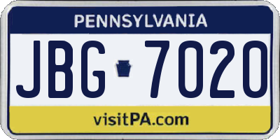 PA license plate JBG7020