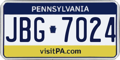 PA license plate JBG7024