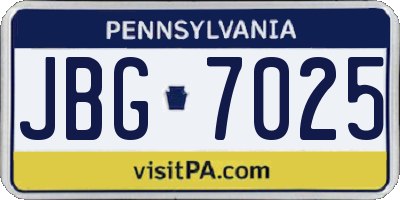 PA license plate JBG7025