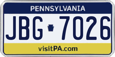 PA license plate JBG7026