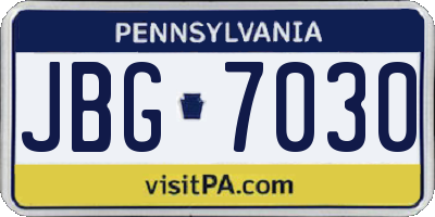 PA license plate JBG7030