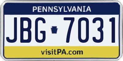 PA license plate JBG7031