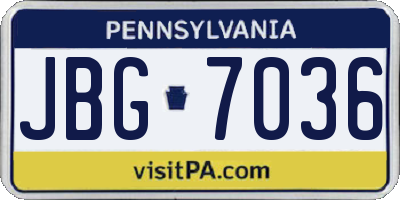 PA license plate JBG7036
