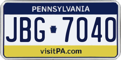 PA license plate JBG7040