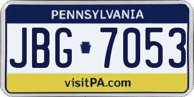 PA license plate JBG7053