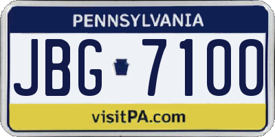 PA license plate JBG7100