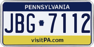 PA license plate JBG7112