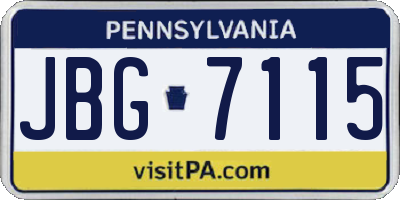 PA license plate JBG7115